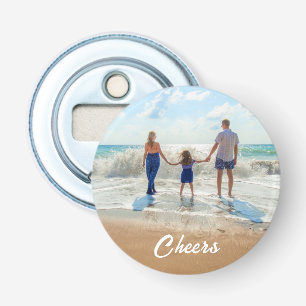 Aangepaste uw foto flesopener met tekst - Proost Button Flesopener