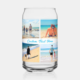 Aangepaste uw fotocollage en tekst gepersonaliseer blikvorm glas