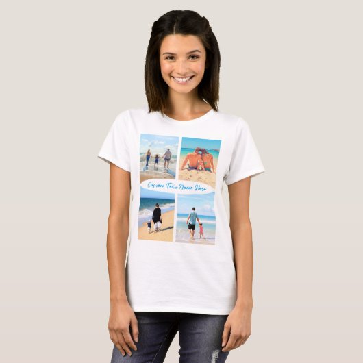 Aangepaste uw fotocollage en tekst T-shirt cadeau (Voorkant volledig)