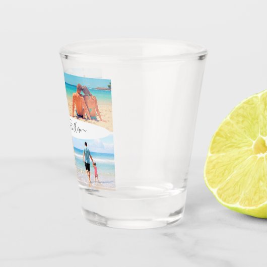 Aangepaste uw fotocollage Shot Glass met tekst Shot Glas (Rechts)