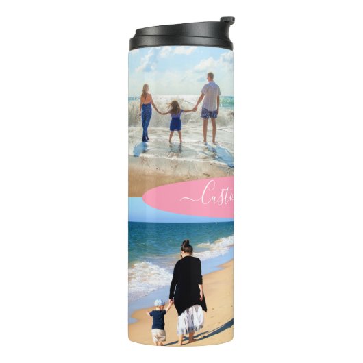 Aangepaste uw fotocollage thermische droogtrommel thermosbeker (Gedraaid links)