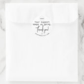 Aangepaste uw ondersteuning houdt ons gaande dank  ronde sticker (Tas)