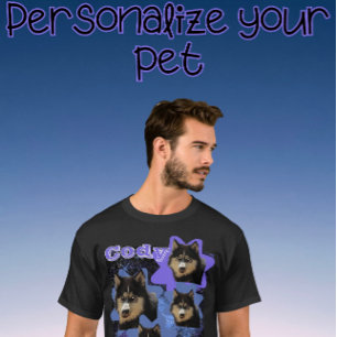 Aangepaste Uw Pet Loved One Stars 90's  T-shirt