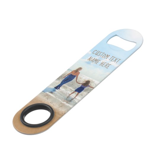 Aangepaste uw Photo Bar Key Gift met Tekstnaam Speed Flessenopener (Voorkant Gekanteld)