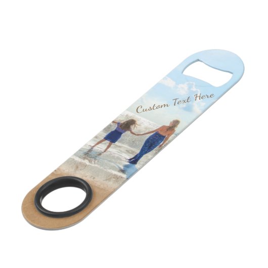 Aangepaste uw Photo Bar Key Gift met Tekstnaam Speed Flessenopener (Voorkant Gekanteld)