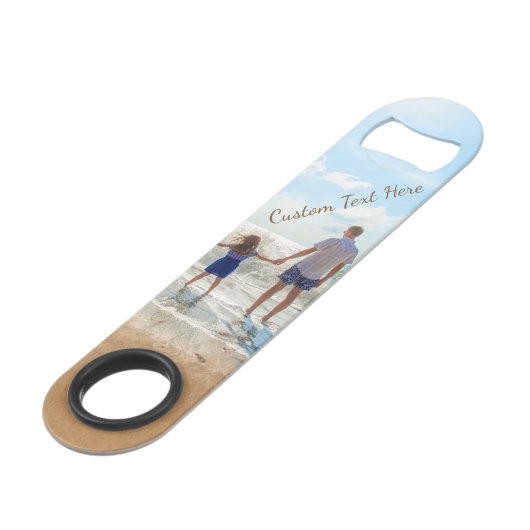 Aangepaste uw Photo Bar Key Gift met Tekstnaam Speed Flessenopener (Achterkant Gekanteld)