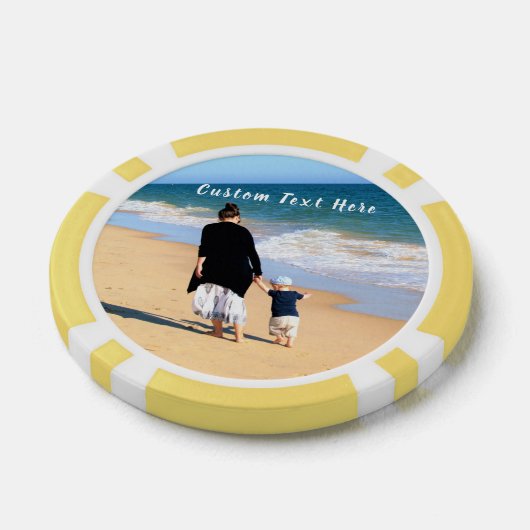 Aangepaste uw Photo Poker Chips met Tekst (Enkel)