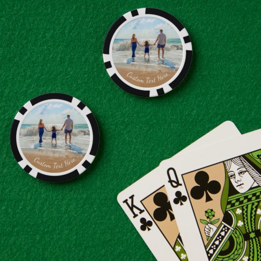 Aangepaste uw Photo Poker-chips met tekstnaam Poker Chips (Pokertafel (Dubbel))