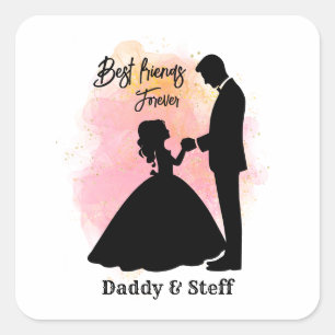 Aangepaste vader en dochter - beste vrienden voor vierkante sticker
