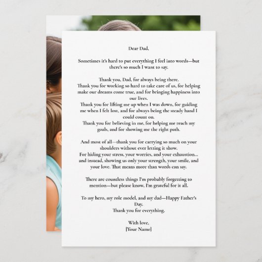 Aangepaste Vaderdag Bericht Fotokaart Kaart (Voorkant / Achterkant)