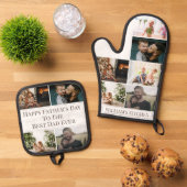 Aangepaste Vaderdag Beste papa ooit fotocollage Ovenwant & Pannenlap Set (Top down)