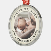 Aangepaste Vaderdag Cute Minimal Photo Metalen Ornament (Links)