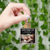 Aangepaste Vaderdag Cute Minimalist Photo Sleutelh Sleutelhanger (Hand)