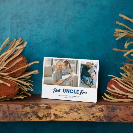 Aangepaste Vaderdag Foto Collage Beste oom ooit Fotoplaat (Zijkant)