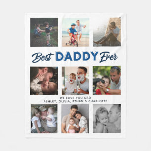 Aangepaste Vaderdag Foto Collage Beste papa ooit Fleece Deken