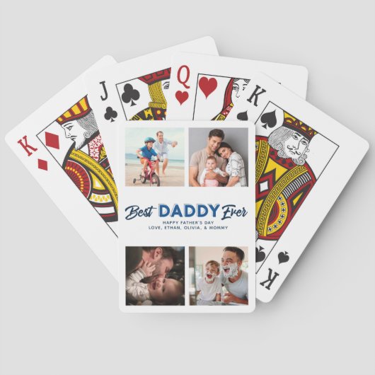 Aangepaste Vaderdag Foto Collage Beste papa ooit Pokerkaarten (Achterkant)