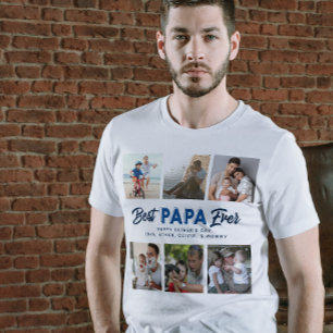 Aangepaste Vaderdag Fotocollage Beste Papa Ooit T-shirt