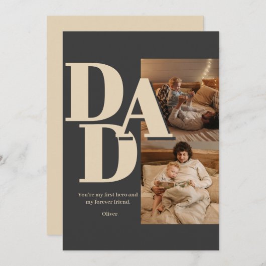 Aangepaste Vaderdag-fotocollage | DAD-brieven - Feestdagenkaart (Voorkant / Achterkant)