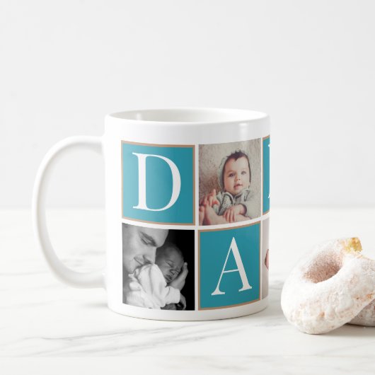 Aangepaste Vaderdag Fotocollage Mok (Met donut)