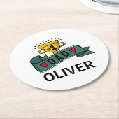 Aangepaste Vaderdag voor aangepaste naam | Onderze Ronde Kartonnen Onderzetter (Gebogen)