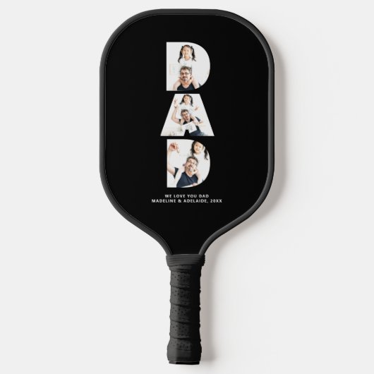 Aangepaste vaders Dag Foto Collage Pap Aangepast Pickleball Paddle (Achterkant)