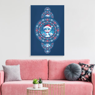 Aangepaste Vakantie Kawaii Beer Sierlijke Mandala  Canvas Afdruk
