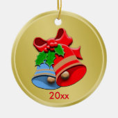 Aangepaste vakantie klokken kerst keramisch ornament (Voorkant)