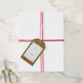 Aangepaste vakantie rood en groen Fleur-de-lis Pat Cadeaulabel (Met Touw)
