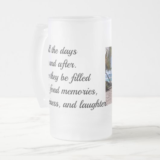 Aangepaste vakantiefoto Personaliseer Beer Frosted Matglas Bierpul (Voorkant links)