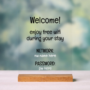 Aangepaste vakantiewoningen Home Wifi Instructies Acryl Bord