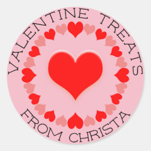 Aangepaste Valentijn Treats Circle of Hearts Gift Ronde Sticker