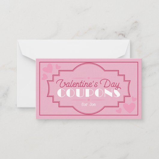 Aangepaste  Valentijnsdag Coupons romantisch Notitiekaartje (Voorkant)