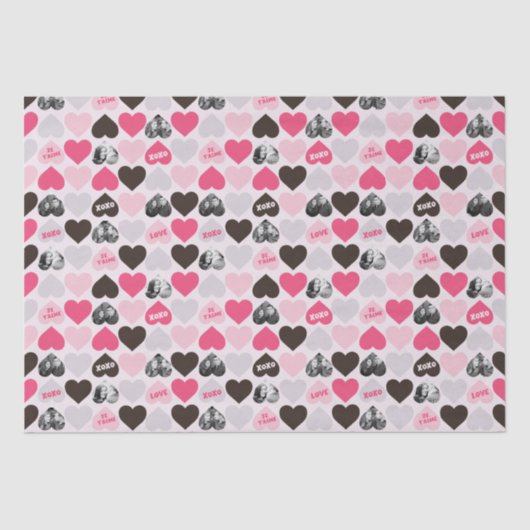 Aangepaste Valentijnsdag - Hartenfoto - Collage Tissuepapier (Voorkant)