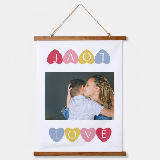 Aangepaste Valentijnsdag-liefdesfotocollage Hangend Wandkleed (Voorkant)