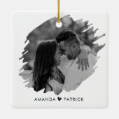 Aangepaste Valentijnsdag Modern Fotopaar Keramisch Ornament (Achterkant)