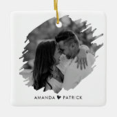 Aangepaste Valentijnsdag Modern Fotopaar Keramisch Ornament (Voorkant)