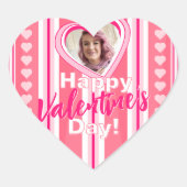 Aangepaste Valentijnsdag Stripes Holiday Kaart Hart Sticker (Voorkant)