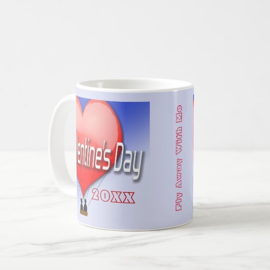 Aangepaste Valentijnsdag vliegenweg W/ME luchtball Koffiemok (Voorkant links)