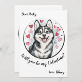 Aangepaste Valentijnsdagkaart Husky Feestdagenkaart (Voorkant / Achterkant)