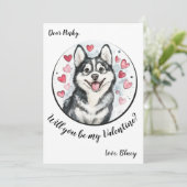 Aangepaste Valentijnsdagkaart Husky Feestdagenkaart (Staand voorkant)