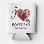 Aangepaste Valentijnse foto Ik hou van mijn vriend Blikjeskoeler (Voorkant)