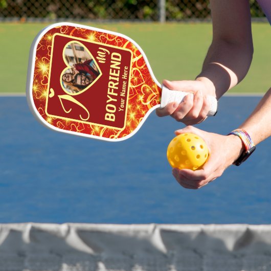 Aangepaste Valentijnse foto Ik hou van mijn vriend Pickleball Paddle (Insitu)