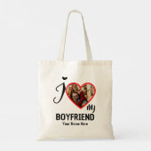 Aangepaste Valentijnse foto Ik hou van mijn vriend Tote Bag (Achterkant)