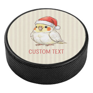 Aangepaste valkparkiet met kerstmuts hockey puck