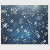 Aangepaste vallende sneeuwvlok gepersonaliseerd cadeaupapier (Vlak)