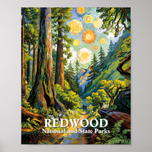 Aangepaste Van Gogh Redwood National Park Wandelpa Poster