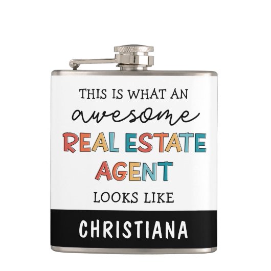 Aangepaste vastgoedagent Funny Geweldige Realtor Heupfles (Voorkant)