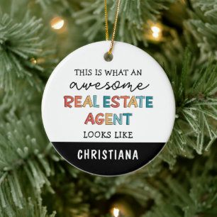 Aangepaste vastgoedagent Funny Geweldige Realtor Keramisch Ornament
