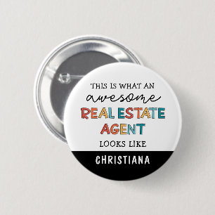 Aangepaste vastgoedagent Funny Geweldige Realtor Ronde Button 5,7 Cm