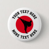 Aangepaste vechtkunsten karate schoppen silhouette ronde button 5,7 cm (Voorkant)
